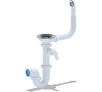 Сифон АНИ Пласт прямоточный, 3 1/2, 40, с переливом и отверстием для стиральной машины D1042SP