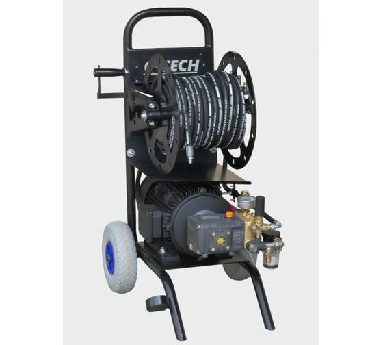Установка для прочистки канализации C-TECH CM1814 (180 бар, 840 л/ч, 4 кВт, 380 В) электрическая мобильная CM1814ET1E4BP2A1D1FMTP3