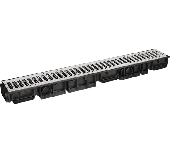 Лоток водоотводный пластиковый AQUADRENAG ЛВП Classic AQD DN100 H100 с решеткой из нержавеющей стали Q10100-N