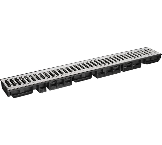 Лоток водоотводный пластиковый AQUADRENAG ЛВП Classic AQD DN100 H58 с решеткой из нержавеющей стали, Q1058-N