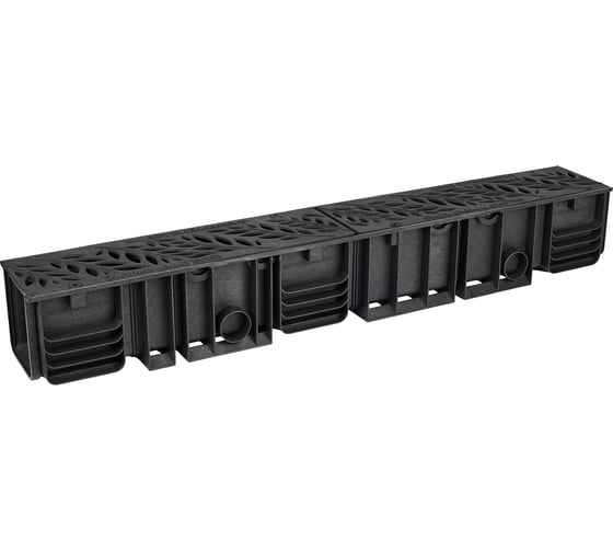 Лоток водоотводный пластиковый AQUADRENAG ЛВП Classic AQD DN100 H145 с решеткой чугунной Forest Q10145-CHF 1