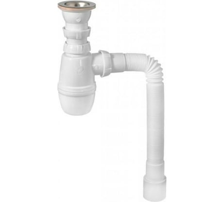 Сифон WIRQUIN МИНОР с выпуском 1 1/2х40 мм и гофротрубой, 40х40/50 мм 30718026