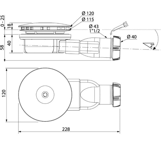 Сифон WIRQUIN “Slim” Слим сверхплоский с мембраной, D 90 мм 30718662