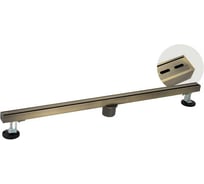 Трап САНАКС 800х32 мм, нержавеющая сталь, линейный, вертикальный, щелевой, с сухим затвором, двухсторонняя решетка, цвет бронза 40068