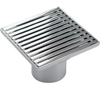 Трап душевой Санакс, из нержавеющей стали, 100 х 100 мм, крышка решетка, СУХОЙ ЗАТВОР, вертикальный выпуск 50 мм, цвет ХРОМ . 1184