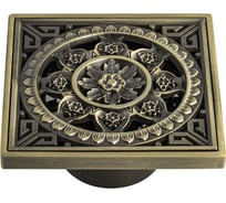 Трап душевой САНАКС 100х100 мм, вертикальный выпуск 50 мм, с сухим затвором воды, с декоративной решёткой цветы, цвет бронза 00031-1