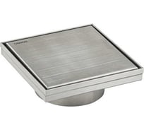 Трап душевой САНАКС 150х150 мм, вертикальный выход 100 мм, с сухим затвором, из нержавеющей стали, цвет сатин 1194