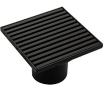 Трап душевой САНАКС из нержавеющей стали, 100х100 мм, крышка решетка, сухой затвор, вертикальный выпуск 50 мм , цвет черный 1186