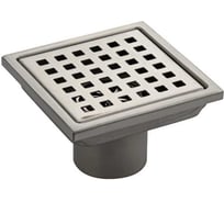 Трап САНАКС душевой, из нержавеющей стали, 100х100 мм, крышка с перфорацией, сухой затвор, вертикальный выпуск 50 мм, цвет сатин 1183