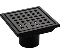 Трап душевой САНАКС из нержавеющей стали, 100 х 100 мм, крышка с перфорацией, сухой, вертикальный выпуск 50 мм, цвет черный 1181