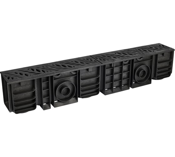 Лоток водоотводный пластиковый AQUADRENAG ЛВП Classic AQD DN100 H185 с решеткой чугунной Forest и кр Q10185-CHF 1