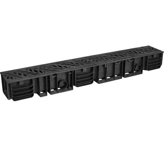 Лоток водоотводный пластиковый AQUADRENAG ЛВП Classic AQD DN100 H120 с решеткой чугунной Forest и кр Q10120-CHF 1