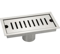 Трап линейный САНАКС 200 х 100 мм, вертикальный выпуск с гидрозатвором, с верхним бортиком, из нержавеющей стали марки SUS 304, цвет САТИН 00045