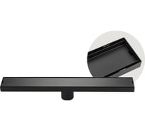 Трап линейный САНАКС 500 х 70 мм, нержавеющая сталь, вертикальный выпуск 50 мм, крышка литая, двухсторонняя, с возможностью вставки плитки, с гидрозатвором, цвет ЧЁРНЫЙ 30036