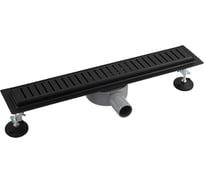 Трап Санакс 500 х 70 мм, с бортиком для плитки, из нержавеющей стали, горизонтальное подключение 360º, с сухим и гидрозатворами, цвет ЧЁРНЫЙ. 03338