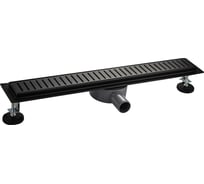 Трап САНАКС 600 х 70 мм, с бортиком для плитки, из нержавеющей стали, горизонтальное подключение 360º, с сухим и гидрозатворами, цвет ЧЁРНЫЙ 03339