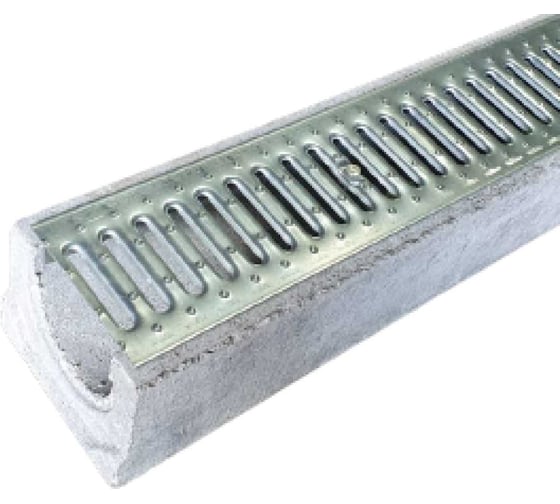 Лоток бетонный Gidrolica DN100 H132 мм со стальной оцинкованной решеткой A15 13000508 1