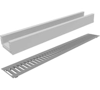 Лоток бетонный Gidrolica DN100 H100 мм со стальной оцинкованной решеткой A15 11001508