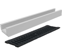 Лоток бетонный Gidrolica DN100 H100 мм с чугунной щелевой решеткой ВЧ и крепежом класс С250 11001506