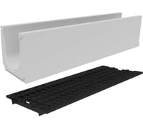 Лоток водоотводный бетонный Gidrolica коробчатый DN150, H210,5 (170,5) с решеткой чугунной ячеистой кл. С250 с пружинным крепежом 13101632
