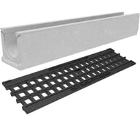 Лоток бетонный Gidrolica DN100 H157 мм с чугунной ячеистой решеткой и крепежом C250 13001507