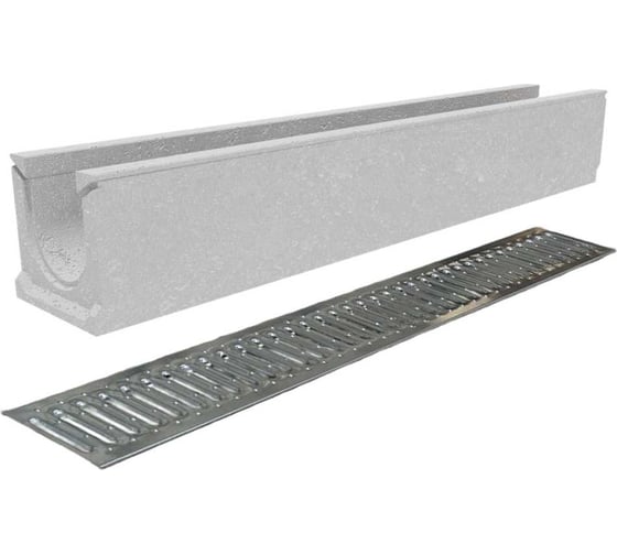 Лоток бетонный Gidrolica DN100 H157 мм со стальной оцинкованной решеткой A15 13001508 1