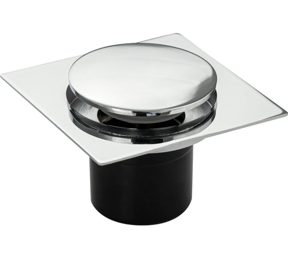 Трап Санакс нажимной 100 х 100 мм, выход 50 мм вертикальный, литая крышка, из нержавеющей стали, цвет хром. 1193 1