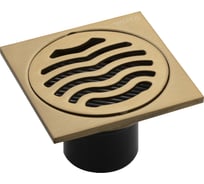 Трап МАГНУС ЗОЛОТО, 100х100 мм, выход 50 мм, вертикальный, крышка решетка, с сухим затвором слива воды, из нержавеющей стали 201 Санакс 1164