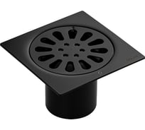 Трап Санакс 100 х 100 мм, выход 50 мм вертикальный, перфорированная крышка, из нержавеющей стали, с гидрозатвором, цвет ЧЕРНЫЙ. 1192