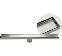 Трап линейный Санакс 600 х 70 мм, нержавеющая сталь, вертикальный выпуск 50 мм, крышка литая, двухсторонняя, с возможностью вставки плитки, с гидрозатвором, цвет САТИН. 30034