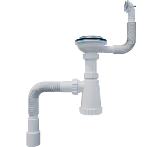 Сифон Инкопласт И 3 1/2х40 для моек с переливом (круг) и гофр.трубой 40х40x50 (1450 мм.) BКG30145 В00В0028025 1