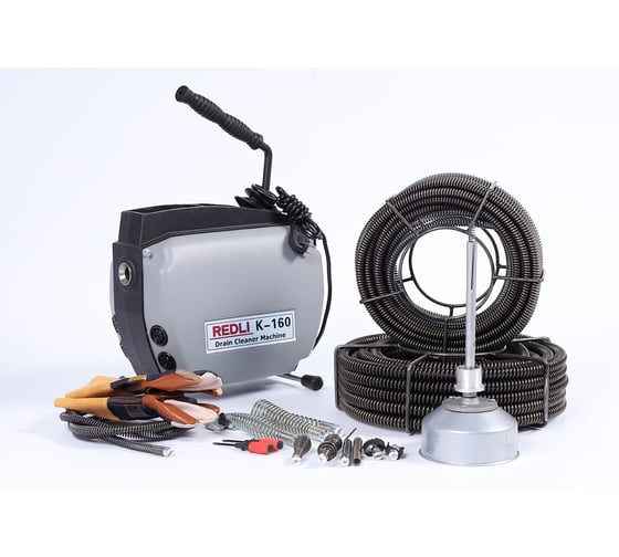 Электрическая прочистная машина REDLI до 150мм (в комплекте спирали 22мм-20м, 16мм-20м, 8мм) K-160 UNI 1