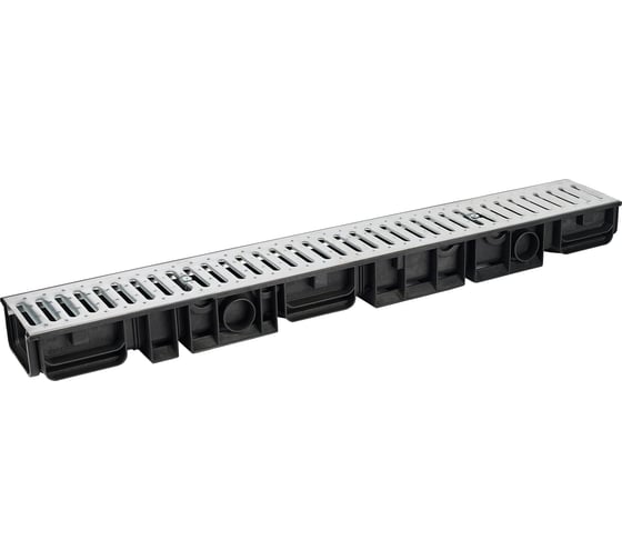 Лоток водоотводный пластиковый ЛВП Classic AQUADRENAG DN100 H80 с решеткой стальной оцинкованной Q1080-H 1