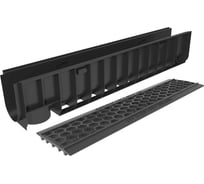 Лоток пластиковый Gidrolica DN100 H185 мм с пластиковой решёткой СОТЫ и крепежом класс А15 802504/2