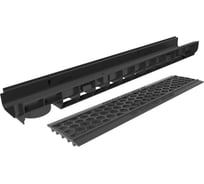 Лоток пластиковый Gidrolica DN100 Н80 мм с пластиковой решёткой СОТЫ и крепежом класс А15 803504/2