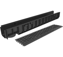 Лоток пластиковый Gidrolica DN100 Н120 мм с пластиковой решеткой СОТЫ и крепежом класс А15 801504/2