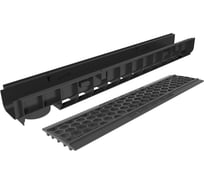 Лоток пластиковый Gidrolica DN100 H100 мм с пластиковой решёткой СОТЫ и крепежом класс А15 804504/2