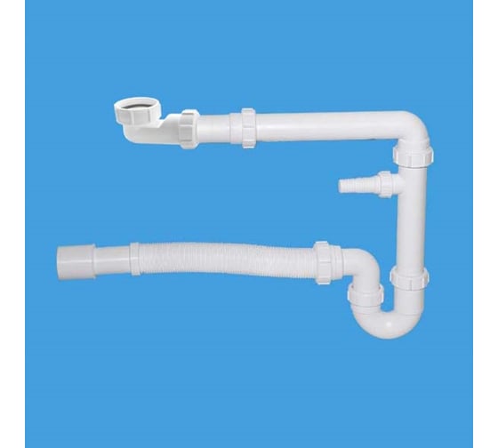 Сифон McAlpine Без Выпуска ф-40-40 трубный P-обр. с отв. трубкой, с нос. и гофрой 40/50 MRSK16-10 1