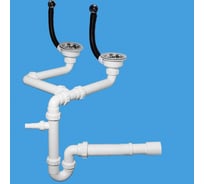 Сифон McAlpine двойной P-образный 11/2-40 с нос., с двумя вып. D113 и переливами, с гофрой 40/50 MRSK20-1