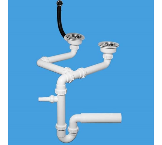 Сифон McAlpine двойной P-образный 11/2-40 с нос.,с1 вып. D113 и 1перелив с выпуском на D113 MRSK20-2 1