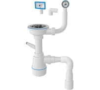 Сифон Nova для керамической мойки 3 1/2, с круг/прямоуг. переливом, винт 45мм, с отводом для стир. маш 1049