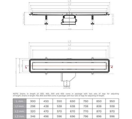 Душевой лоток Pestan Confluo Premium Line 300 Gold 13100050