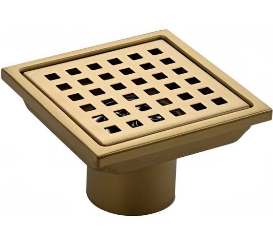 Трап ООО ПКФ Сварком д= 50 вертикальный нерж. сталь, решетка 100х100, сух.затвор, мат золото (уп/1шт) СанТех s074135 1