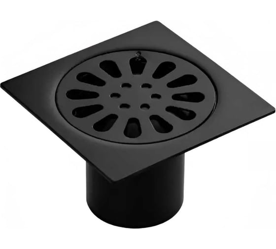 Трап ООО ПКФ Сварком д= 50 вертикальный пласт, решетка нерж 100х100 гидрозатвор, черный (уп/1шт) СанТех s073135 1