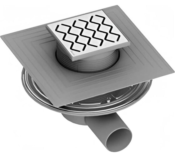 Трап ООО ПКФ Сварком д= 50 горизонтальный пласт, решетка нерж 105х105,105х105/50 (уп/1шт) СанТех s023966 1