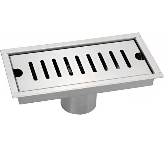 Трап ООО ПКФ Сварком д=50 вертикальный нерж, решетка нерж.сатин 200х100 с гидрозатвором (уп/1шт) СанТех s076082 1