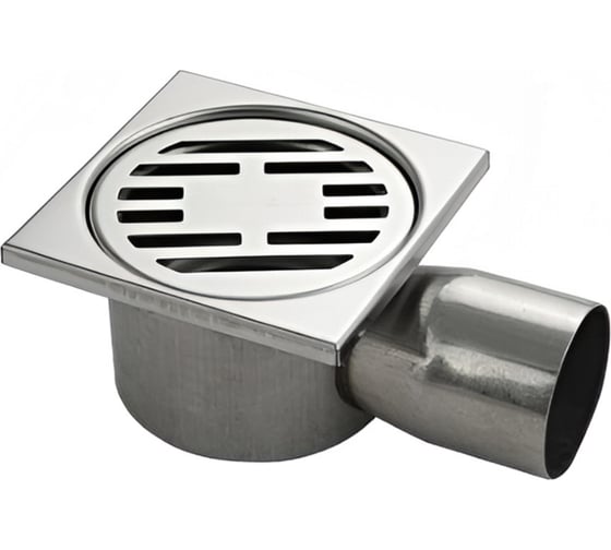 Трап ООО ПКФ Сварком д=50 горизонтальный нерж, решетка нерж.100х100 (уп/1шт) СанТех s057709 1