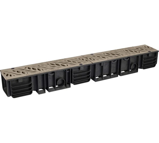 Лоток водоотводный пластиковый AQUADRENAG ЛВП Classic AQD DN100 H120 с решеткой пластиковой капучино Q10120-PFС 1