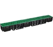 Лоток водоотводный пластиковый AQUADRENAG ЛВП Classic AQD DN100 H100 с решеткой пластиковой зеленой Q10100-PFG