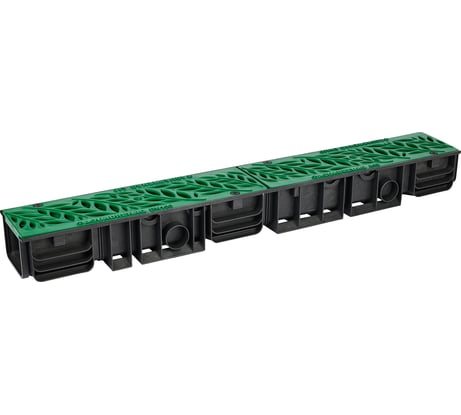 Лоток водоотводный пластиковый AQUADRENAG ЛВП Classic AQD DN100 H100 с решеткой пластиковой зеленой Q10100-PFG
